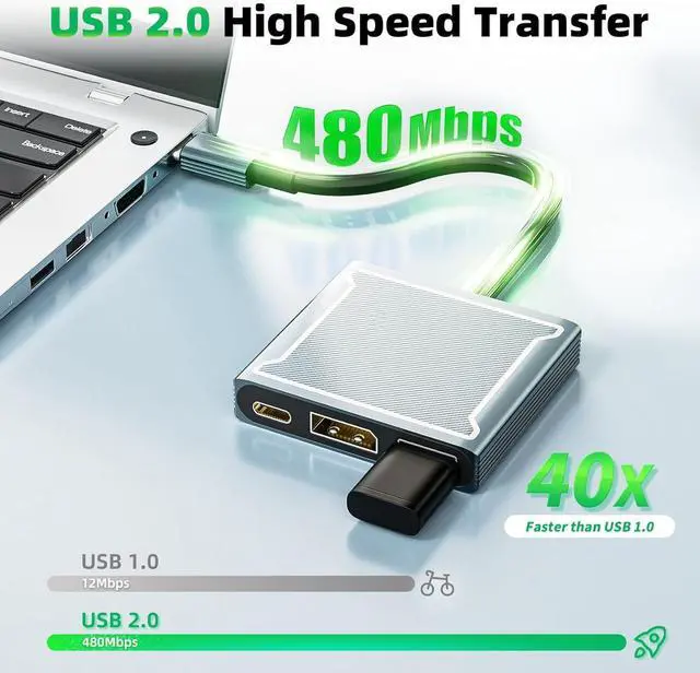 Alt view image 6 of 7 - USB C to DisplayPort Multiport Adapter Dock 3-in-1 Type C Hub with 1xDP 1.4 + 1xUSB 2.0 + 1xPD Charging Port(Type C) 8K 60Hz/ 100W PD/DP ALT Mode Supported for Macboo pro iPad pro Monitor