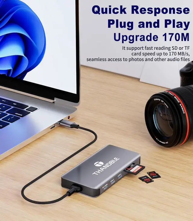 Alt view image 4 of 7 - USB C Hub USB C Docking Station Dual Monitor 10 in 1 Multi Monitor Adapter with 2 HDMI, 3 USB-A, 2 Type-C, SD/TF, 100W PD Charging, Dongle for MacBook/Dell/HP/Lenovo ThinkPad/Surface