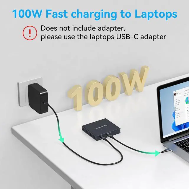 Alt view image 6 of 7 - USB C to DisplayPort Splitter 4K@60Hz DisplayPort MST Hub for Triple Monitors with 100W PD Supports Extended Mirror Mode (Mac OS Only Mirror) Compatible with Thunderbolt 3/4/5 Laptops Windows