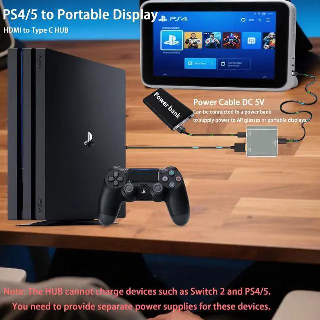 Alt view image 3 of 7 - HDMI to USB-C Adapter HDMI to Type C Adapter for XREAL One/Viture/RayNeo Air/Rokid AR Glasses and Portable Monitor Compatible 4K 60Hz Connect to Source Devices Switch 2 PS4/5 Xbox Laptops