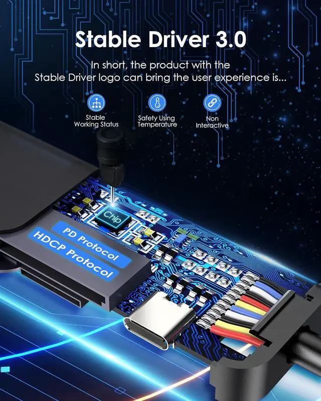 Alt view image 6 of 7 - LENTION USB C Hub with 100W Charging, 4K@60Hz HDMI, Dual Card Reader, USB 3.0 & 2.0 Compatible 2024-2016 MacBook Pro, New Mac Air/Surface, Chromebook, More, Stable Driver Adapter (CB-CE18p.Black)