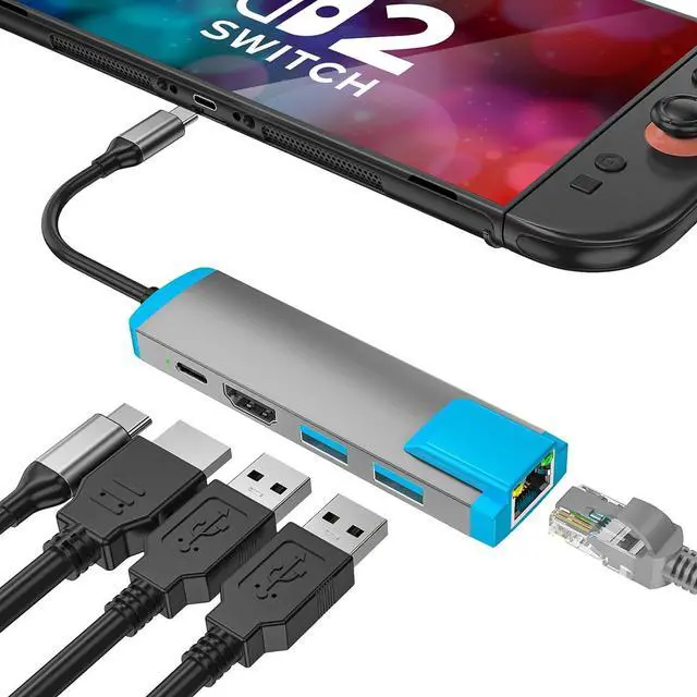 Main image of USB C to HDMI Adapter for Switch 2,USB C Docking Station with 4K@60Hz HDMI Port/Type-C PD Port/USB 3.0 Port/1000M LAN Port,Replacement for Official Switch 2/Switch/Switch OLED/Steam Deck Dock