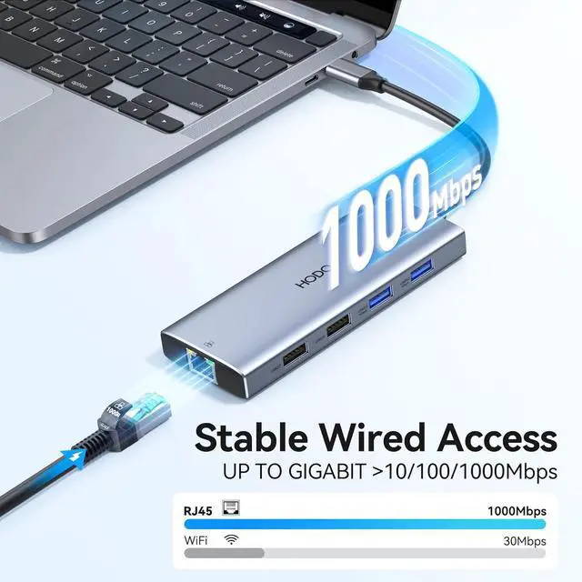 Alt view image 6 of 7 - USB C Hub Multiport Adapter, 10-in-1 Laptop USB C Docking Station for Dell/HP Laptop, Dock to 4K HDMI,Ethernet,100W PD,3USB 3.0, 2USB 2.0, SD/TF, USB Type C Dongle for MacBook, Surface, Lenovo