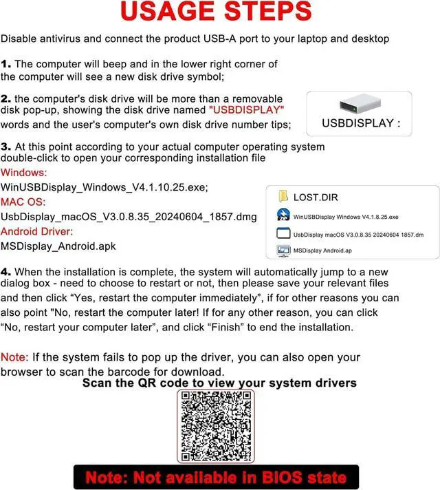 Alt view image 3 of 7 - 4 in 1 USB to Dual HDMI Adapter 1080P 60Hz, USB A 3.0 to HDMI Adapter for Laptop, PC, Desktop, Compatible with Mac OS, Windows 7/8/10/11 - Requires Driver Installation
