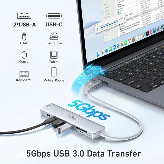 Alt view image 5 of 7 - 7 in 1 USB C Dongle with HDMI, SD/TF Card Reader, USB C Data Port,100W PD, and 2 USB 3.0 Compatible for MacBook Pro/Air, Dell XPS, Lenovo Thinkpad.