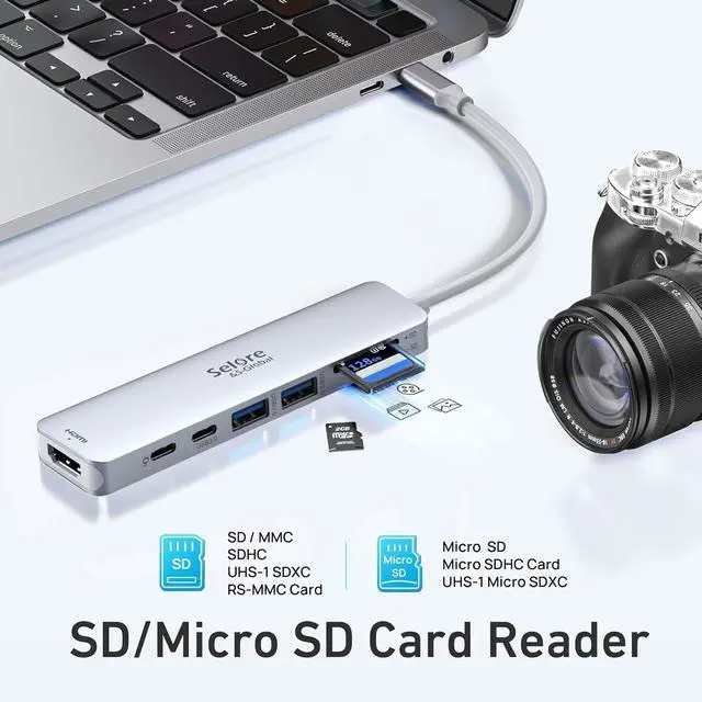 Alt view image 6 of 7 - 7 in 1 USB C Dongle with HDMI, SD/TF Card Reader, USB C Data Port,100W PD, and 2 USB 3.0 Compatible for MacBook Pro/Air, Dell XPS, Lenovo Thinkpad.