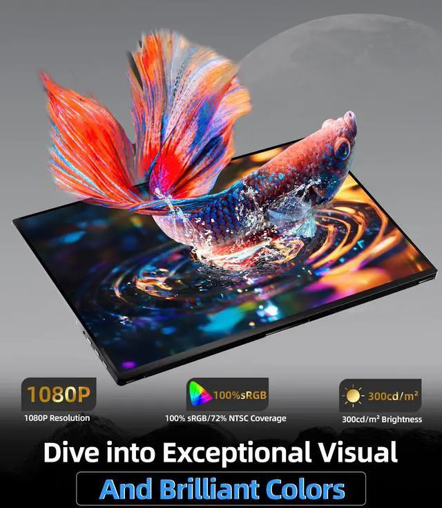 Alt view image 2 of 7 - INGNOK Portable Monitor, 18.5 Inch FHD 1080P 100% sRGB Laptop Screen Extender USB C HDMI Portable Gaming Monitor w/Smart Cover & Speakers,for Laptop Mac PC