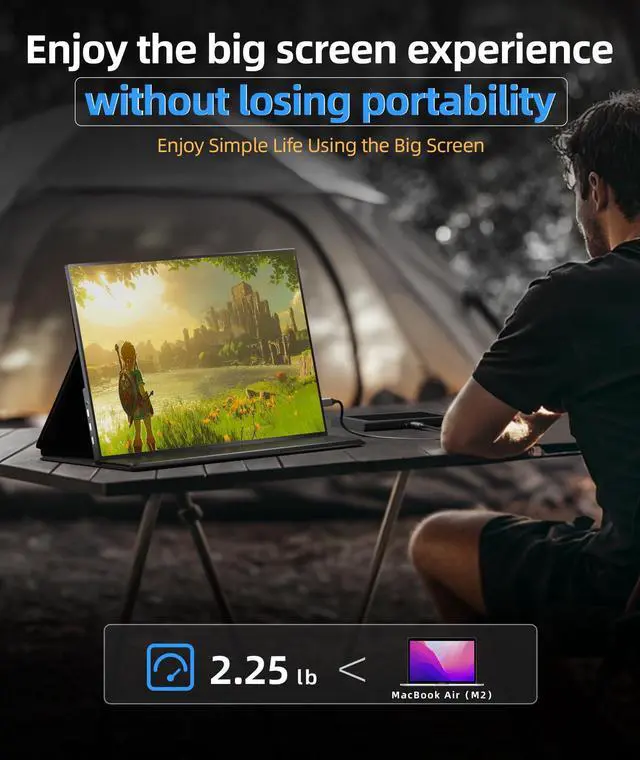 Alt view image 7 of 7 - INGNOK Portable Monitor, 18.5 Inch FHD 1080P 100% sRGB Laptop Screen Extender USB C HDMI Portable Gaming Monitor w/Smart Cover & Speakers,for Laptop Mac PC