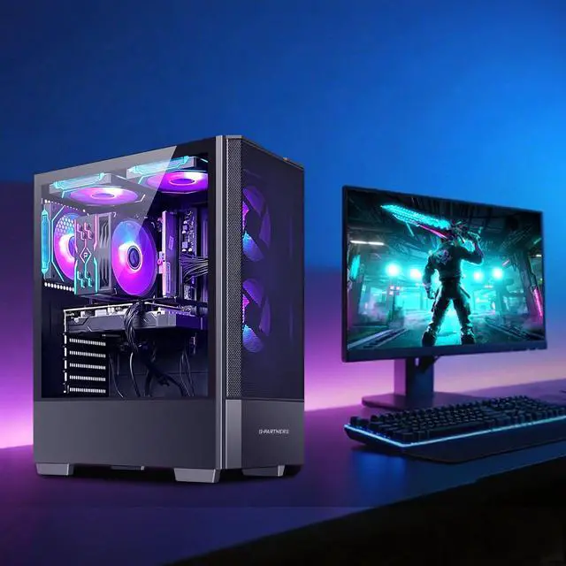 Alt view image 3 of 7 - ZYNEEX Gaming PC Desktop, AMD Ryzen 5 5500 (4.2GHz Turbo), RX6600 8GB GDDR6, 16GB DDR4 RAM 3200MHz, 1TB NVME SSD, Air Cooling, WiFi Prebuilt Gaming Computer Windows 11