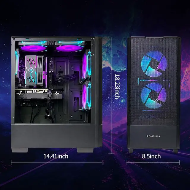 Alt view image 6 of 7 - ZYNEEX Gaming PC Desktop, AMD Ryzen 5 5500 (4.2GHz Turbo), RX6600 8GB GDDR6, 16GB DDR4 RAM 3200MHz, 1TB NVME SSD, Air Cooling, WiFi Prebuilt Gaming Computer Windows 11