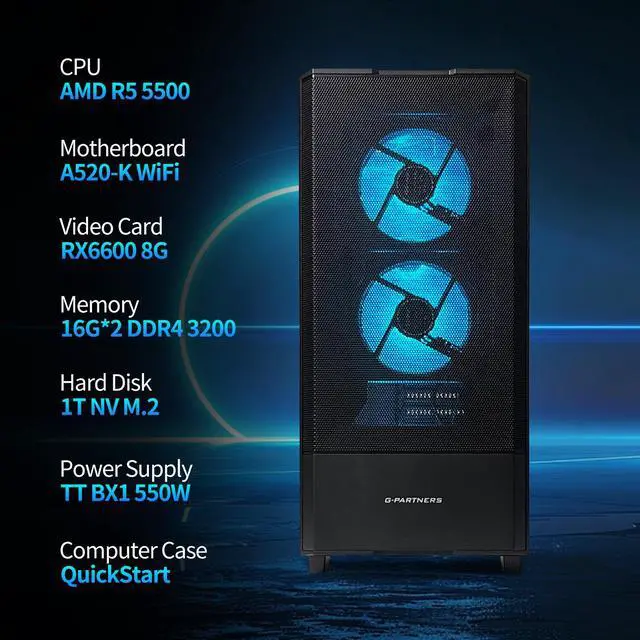 ZYNEEX Gaming PC Desktop, AMD Ryzen 5 5500 (4.2GHz Turbo