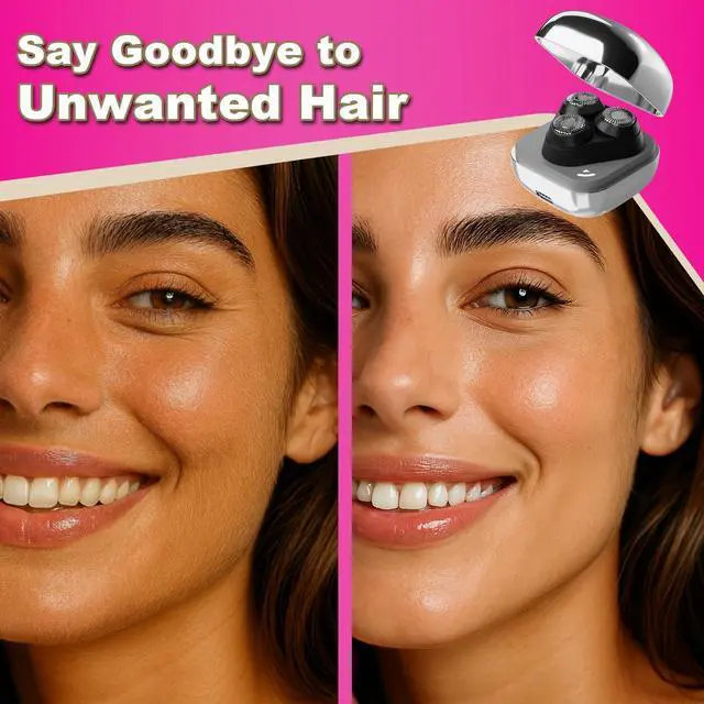 Alt view image 4 of 7 - Facial Hair Removal for Women, 3D Floating Blade Rotary Razor, Wet/Dry Electric Shaver, Portable & USB Rechargeable Epilator Hair Remover for Face, Upper Lip, Chin, Arms & Legs (Silver)