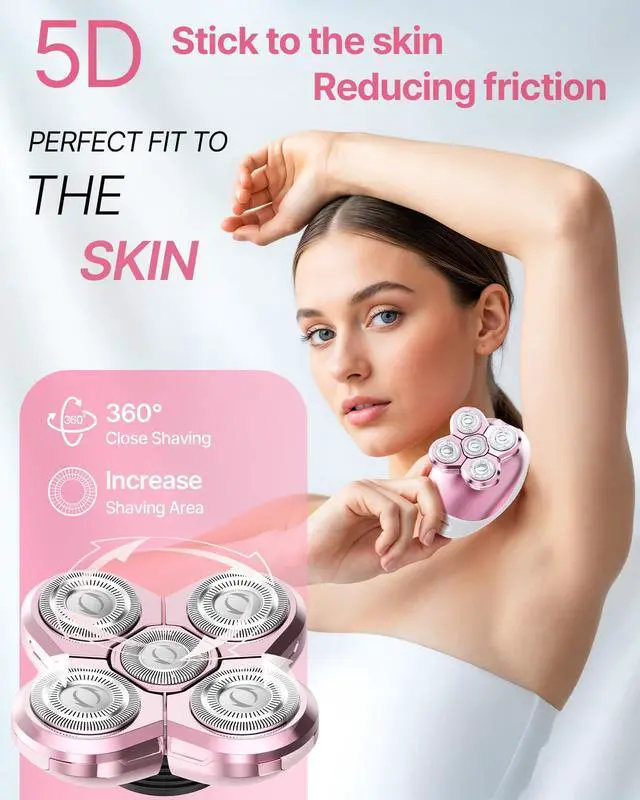 Alt view image 2 of 7 - Electric Razors for Women, 5-in-1 Rechargeable Body Shaver - Waterproof Wet Dry Hair Remover - Trimmer for Lady Face Underarms Legs