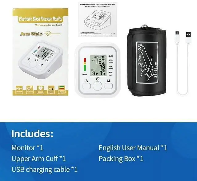 Alt view image 6 of 6 - Blood Pressure Monitor Upper Arm Automatic Digital BP Monitor Adjustable Large Cuff, Monitoring Meter for Home Use