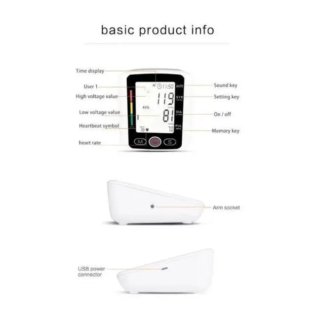 Alt view image 4 of 7 - Blood Pressure Monitors for Home,Tensiometro Digital Automatic High Blood Pressure Monitor