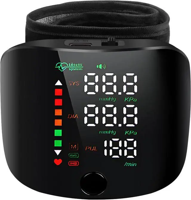 Alt view image 5 of 7 - Wrist Blood Pressure Monitor LED Display, Touch Screen Wrist Blood Pressure Cuff 99x2 Reading Memory Wrist Bp Monitor with Carrying Case(Black)
