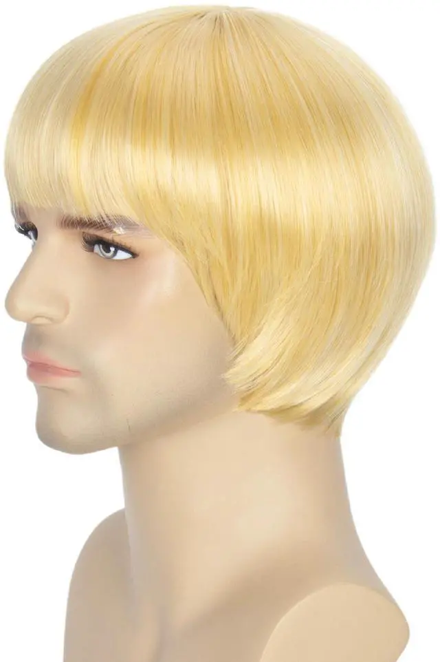 Alt view image 6 of 7 - Short Straight 60 70s Bowl Cut Funny Wig for Men Crazy Bob Mushroom Cosplay Wig with Bangs for Halloween Party
