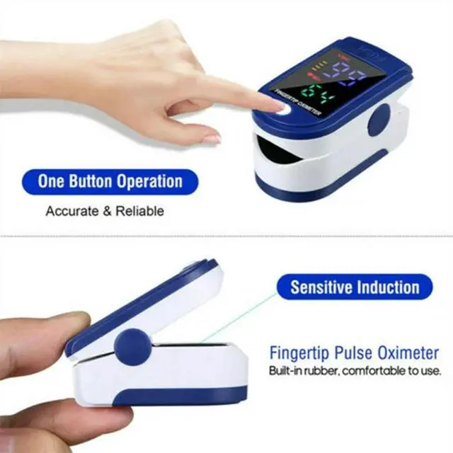 Alt view image 2 of 7 - Fingertip Pulse Oximeter,Blood Oxygen Saturation Monitor (SpO2) with Pulse Rate Measurements and Pulse Bar Graph,Portable Digital Reading LED 4 Colors Display