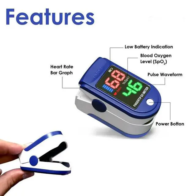 Alt view image 3 of 7 - Fingertip Pulse Oximeter,Blood Oxygen Saturation Monitor (SpO2) with Pulse Rate Measurements and Pulse Bar Graph,Portable Digital Reading LED 4 Colors Display