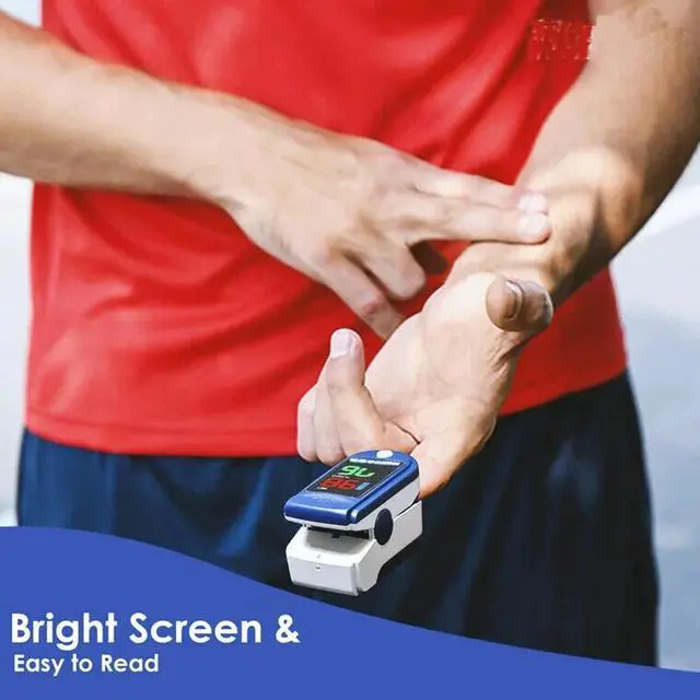 Alt view image 4 of 7 - Fingertip Pulse Oximeter,Blood Oxygen Saturation Monitor (SpO2) with Pulse Rate Measurements and Pulse Bar Graph,Portable Digital Reading LED 4 Colors Display