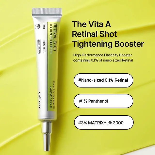 Alt view image 3 of 7 - The Vita A Retinal Shot Tightening Booster | 0.1% Retinal, 3% Matryxyl, High-Strength Retinoid for Anti-Aging, Pore Minimizer, Wrinkles & Fine Lines, Firmer Skin, 15ml, Korean Skin Care Gift