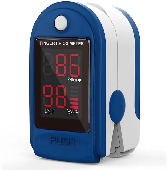 Main image of Fingertip Pulse Oximeter,Blood Oxygen Saturation Monitor (SpO2) with Pulse Rate Measurements and Pulse Bar Graph,Portable Digital Reading LED 4 Colors Display