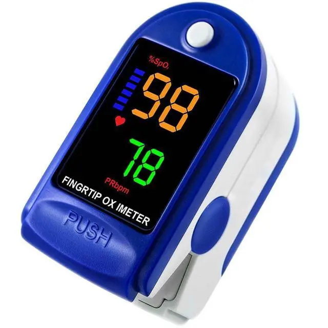 Alt view image 4 of 7 - Fingertip Pulse Oximeter,Blood Oxygen Saturation Monitor (SpO2) with Pulse Rate Measurements and Pulse Bar Graph,Portable Digital Reading LED 4 Colors Display
