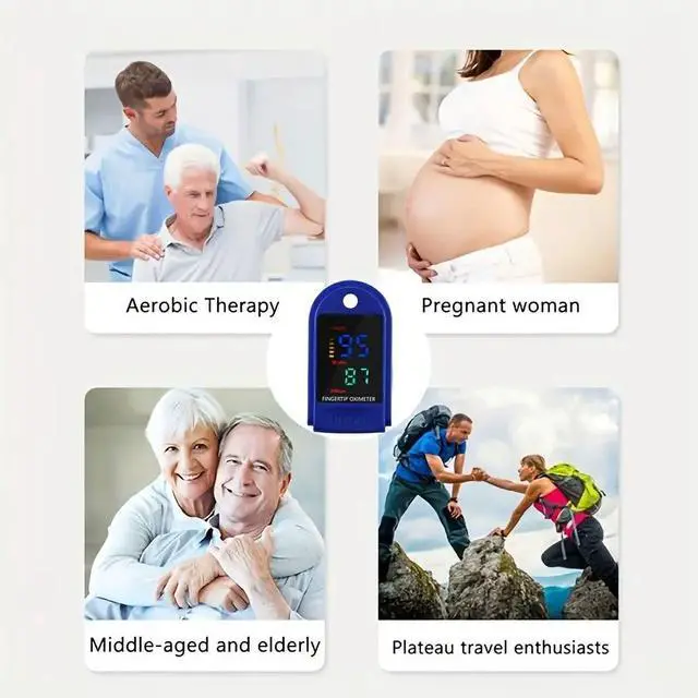Alt view image 2 of 7 - Fingertip Pulse Oximeter,Blood Oxygen Saturation Monitor (SpO2) with Pulse Rate Measurements and Pulse Bar Graph,Portable Digital Reading LED 4 Colors Display