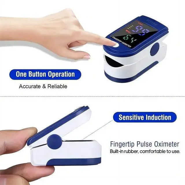 Alt view image 3 of 7 - Fingertip Pulse Oximeter,Blood Oxygen Saturation Monitor (SpO2) with Pulse Rate Measurements and Pulse Bar Graph,Portable Digital Reading LED 4 Colors Display