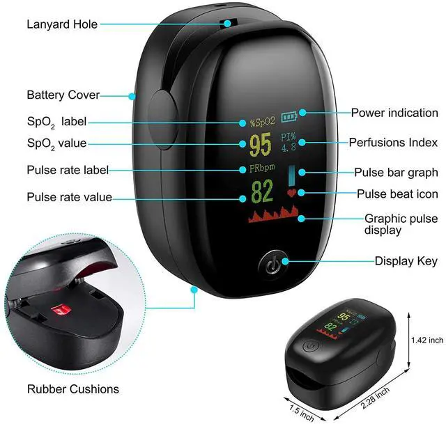 Alt view image 2 of 7 - Finger Pulse Oximeter, Oxygen Meter Finger Pulse Oximeter, Blood Oxygen Saturation with Pulse Monitor, Accurate Fast Spo2 Reading for Home, Outdoor Sports Wide Use