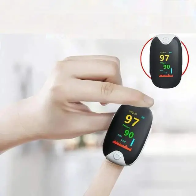 Alt view image 2 of 7 - Finger Pulse Oximeter with TFT LCD Display,Pulse Oximeter,Pulse Oximeter Fingertip,Blood Oxygen Saturation Monitor Finger for Adult Child with Lanyard