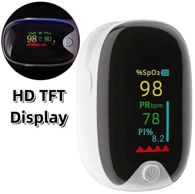 Main image of Finger Pulse Oximeter with TFT LCD Display,Pulse Oximeter,Pulse Oximeter Fingertip,Blood Oxygen Saturation Monitor Finger for Adult Child with Lanyard
