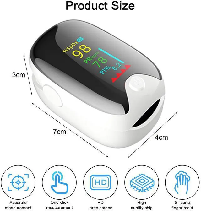 Alt view image 4 of 7 - Finger Pulse Oximeter with TFT LCD Display,Pulse Oximeter,Pulse Oximeter Fingertip,Blood Oxygen Saturation Monitor Finger for Adult Child with Lanyard