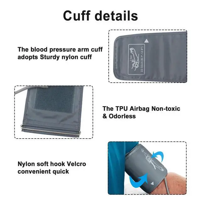 Alt view image 4 of 5 - Universal Upper Arm Blood Pressure Cuff - Adjustable Replacement Cuff (22-32 cm) For Children, Compatible with 99% of Home and Medical BP Monitors