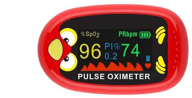 Main image of Pulse Oximeter,Rechargeable Kids Pulse Oximeter Oxygen,Monitor Fingertip Pulse Oximeter Fingertip with Charging Cable,Oximetro with Lanyard(Red)