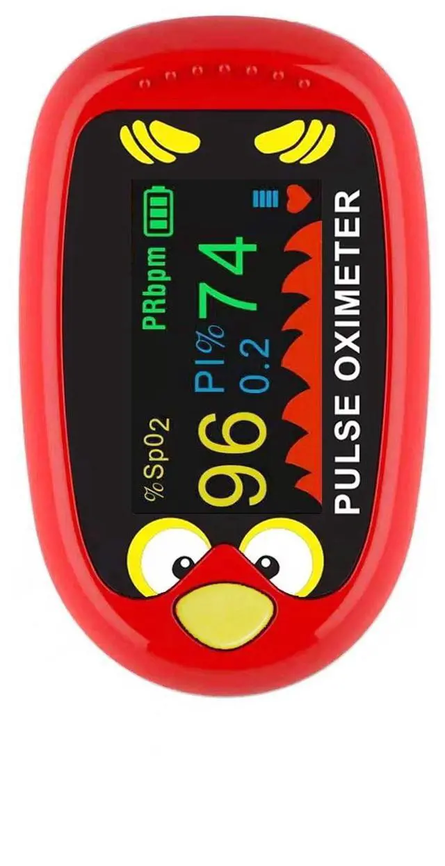 Alt view image 2 of 6 - Pulse Oximeter,Rechargeable Kids Pulse Oximeter Oxygen,Monitor Fingertip Pulse Oximeter Fingertip with Charging Cable,Oximetro with Lanyard(Red)