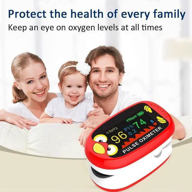 Alt view image 5 of 6 - Pulse Oximeter,Rechargeable Kids Pulse Oximeter Oxygen,Monitor Fingertip Pulse Oximeter Fingertip with Charging Cable,Oximetro with Lanyard(Red)