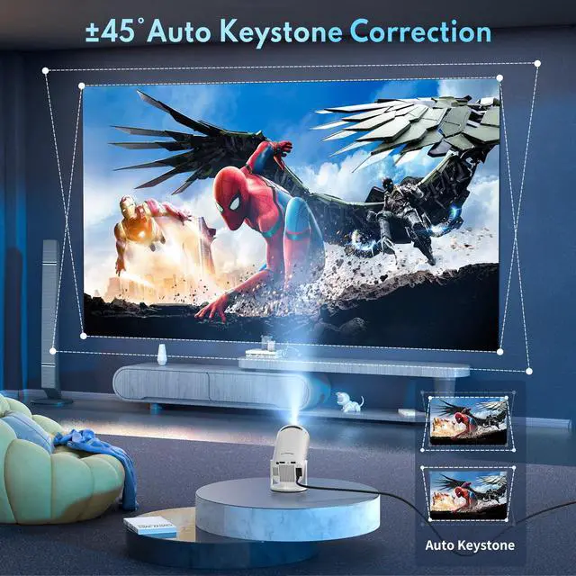 Alt view image 5 of 7 - Projector 4K 1080P Support, Mini Projector Smart for Movie Projection Compatible with Phone- White