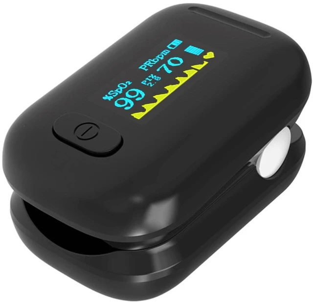 Main image of Fingertip Pulse Oximeter, Fast SpO2 Reading Pulse Ox with Alarm and Silicone Cover for Seniors Black Blood Oxygen Saturation Monitor Portable