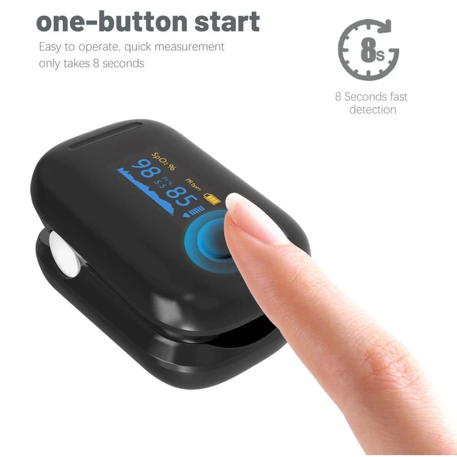 Alt view image 3 of 7 - Fingertip Pulse Oximeter, Fast SpO2 Reading Pulse Ox with Alarm and Silicone Cover for Seniors Black Blood Oxygen Saturation Monitor Portable