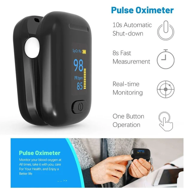 Alt view image 2 of 7 - Fingertip Pulse Oximeter, Fast SpO2 Reading Pulse Ox with Alarm and Silicone Cover for Seniors Black Blood Oxygen Saturation Monitor Portable