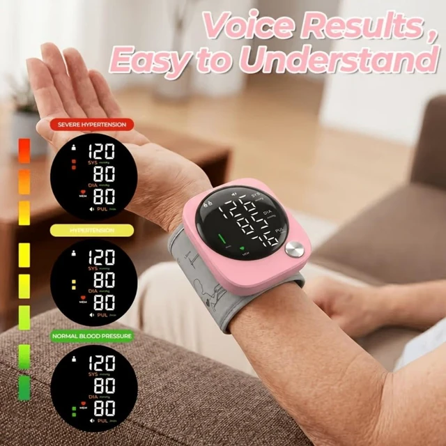 Alt view image 5 of 5 - Automatic Wrist Blood Pressure Monitor Large LCD Display with Voice Alerts, USB Rechargeable, Irregular Heartbeat & Pulse Detection, Adjustable Cuff for Seniors, Ideal Gift for Parents 2 modes