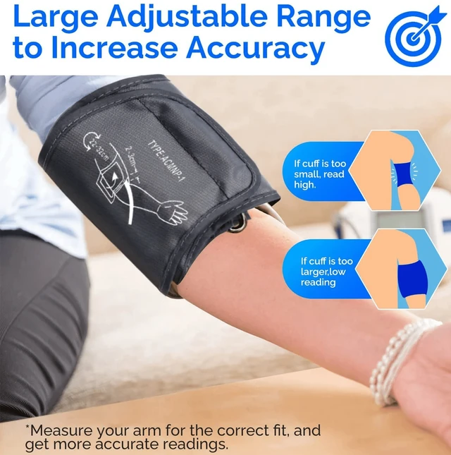Alt view image 7 of 7 - Large Blood Pressure Cuff, Replacement Large Cuff Compatible with Omron BP for 9"-19" Inches(22-48cm) Big Arm
