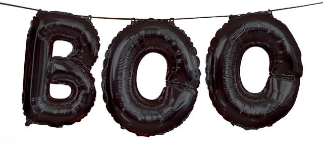 Main image of Foil Black Boo Halloween Letter Balloon Banner Kit