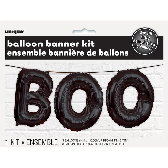 Alt view image 2 of 3 - Foil Black Boo Halloween Letter Balloon Banner Kit