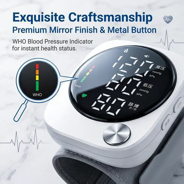 Alt view image 5 of 5 - STMITE HealthSmart Digital Premium Wrist Blood Pressure Monitor with Cuff That Measures Pulse Heartbeat