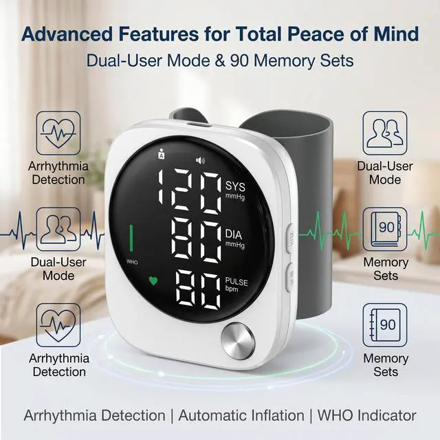 Alt view image 3 of 5 - STMITE HealthSmart Digital Premium Wrist Blood Pressure Monitor with Cuff That Measures Pulse Heartbeat