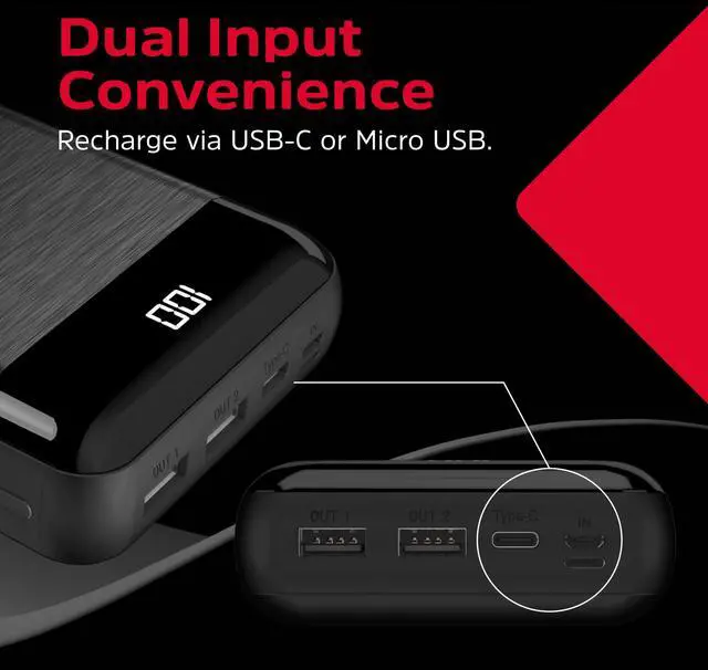 Alt view image 5 of 6 - Energizer Power Bank 30000mAh Portable Charger USB-C Output Back up Battery Pack with LCD Display for iPhone, Samsung Series, Android device, cell phone and tablets_UE30058