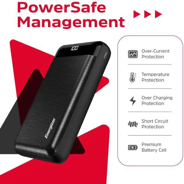 Alt view image 6 of 6 - Energizer Power Bank 30000mAh Portable Charger USB-C Output Back up Battery Pack with LCD Display for iPhone, Samsung Series, Android device, cell phone and tablets_UE30058