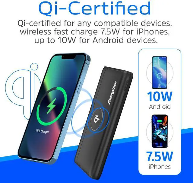 Alt view image 9 of 13 - Energizer QE10011PQ Wireless 10,000mAh Power Bank